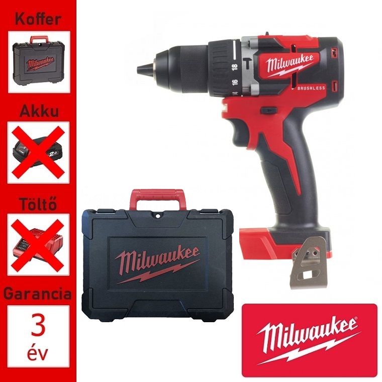 Milwaukee 18V-os akkus szénkefe nélküli ütvefúró-csavarozó 60Nm+koffer